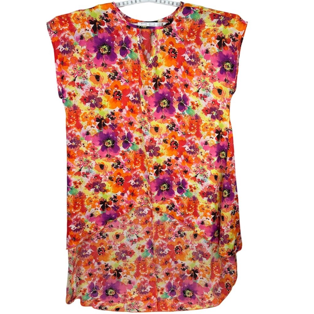 Cha Cha Vente Womens Floral Print Tunic Top 3X Multicolor Lightweight Sleeveless